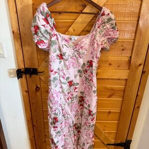 & Other Stories Linen Puff Sleeve Dress